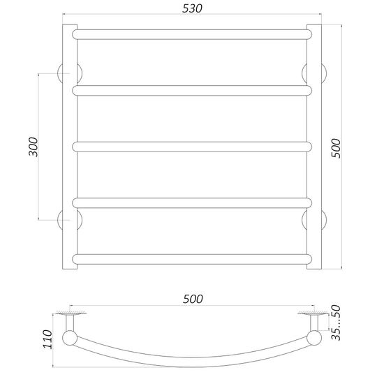 Рушникосушарка UNIO LD W 500-500-5 Драбинка Дуга вода