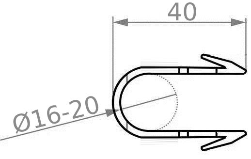 Такерна гарпун-скоба для кріплення труби ТП Ø16-20 довжина 40мм чорна монолітна (кор.550шт)