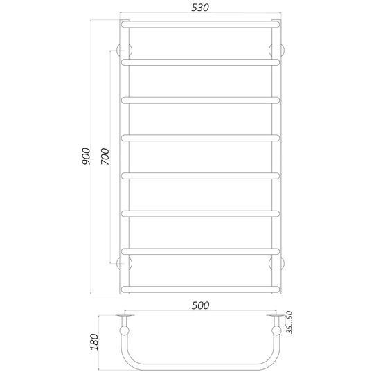 Рушникосушарка UNIO LS ER 900-500-8 Драбинка Скоба електро
