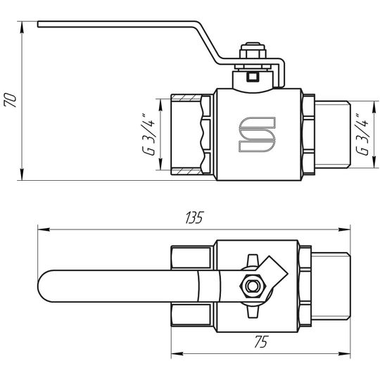 Кран кульовий прямий SELBA 3/4″ ЗВ КР SL1505