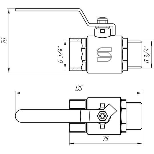 Кран кульовий прямий SELBA 3/4&Prime; ЗВ КР SL1505