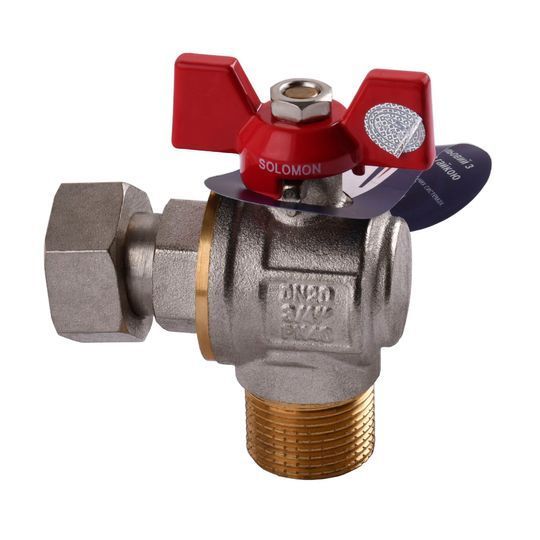 Кран кульовий кутовий з американкою SOLOMON 1/2&Prime; ПОСИЛЕННИЙ B1043