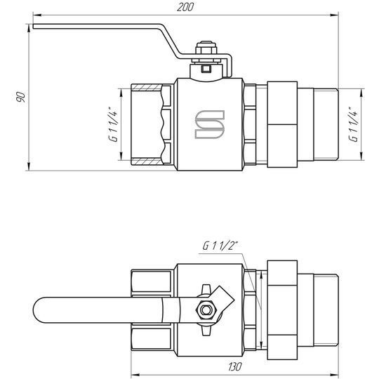 Кран кульовий прямий з американкою SELBA 1 1/4&Prime; КР SL1509