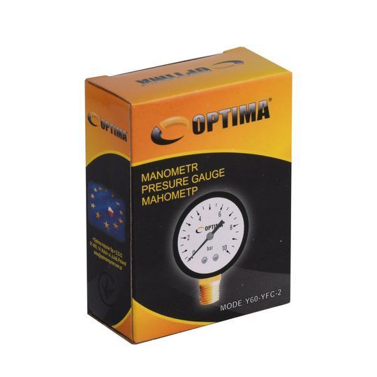 Манометр &Prime;Optima&Prime; 10 атм. 60 мм нижнє під'єднання сталевий корпус ( Y60 - YFC-2 )