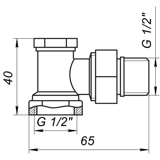 Кран радіаторний кутовий ECO Technology ECO5007 (ECO5107) 1/2″ під ключ з ущільнювачем