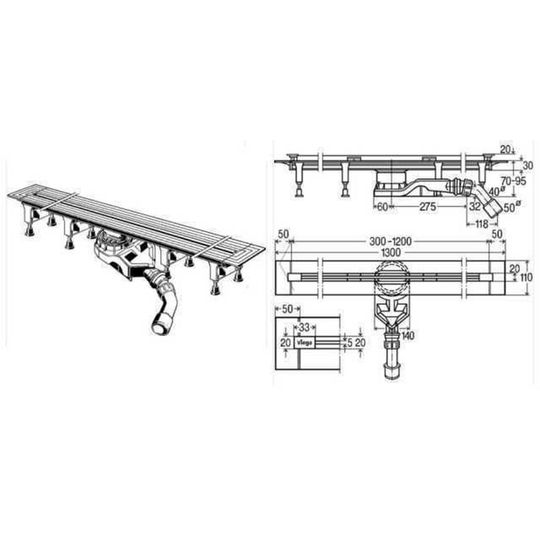 Душовий лоток Advantix Vario 30-120 см VIEGA 721671