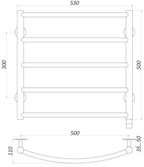 Рушникосушарка UNIO LD ЕU 500-500-5 BLK Драбинка Дуга електро чорна
