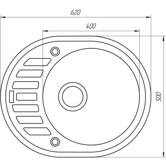 Гранітна мийка Globus Lux ARNO сірий камiнь 620x500мм-А0005