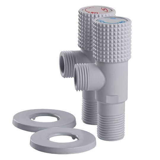 Комплект кранів кутових кераміка SOLOMON EXCLUSIVE 1/2&Prime;X1/2&Prime; 9889 WW (White/White) (комплект2шт.)