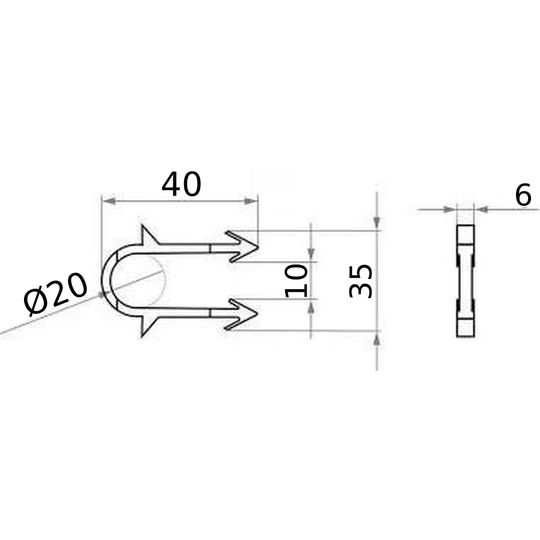 Такерна гарпун-скоба для кріплення труби теплої підлоги Ø16-20 довжина 40мм чорна (кор.660шт)