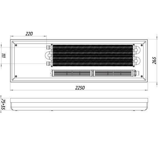 Конвектор ТС70-2250/265-Turbo-4bl (без решітки)