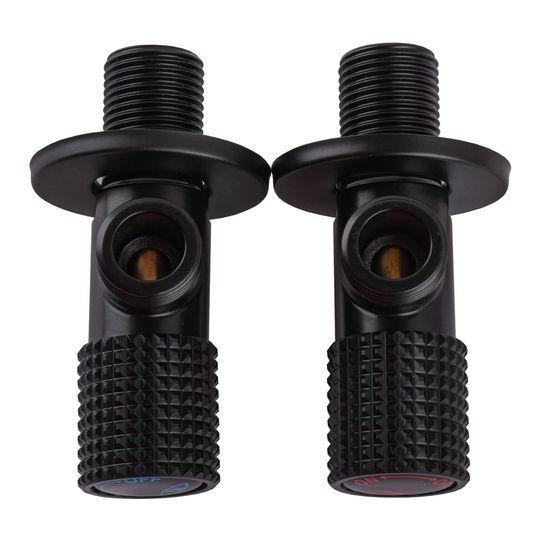 Комплект кранів кутових кераміка SOLOMON EXCLUSIVE 1/2&Prime;X1/2&Prime; 9889 BB (BLACK/BLACK) (комплект2шт.)