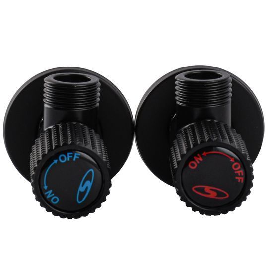 Комплект кранів кутових кераміка SOLOMON EXCLUSIVE 1/2&Prime;X1/2&Prime; 9889 BB (BLACK/BLACK) (комплект2шт.)