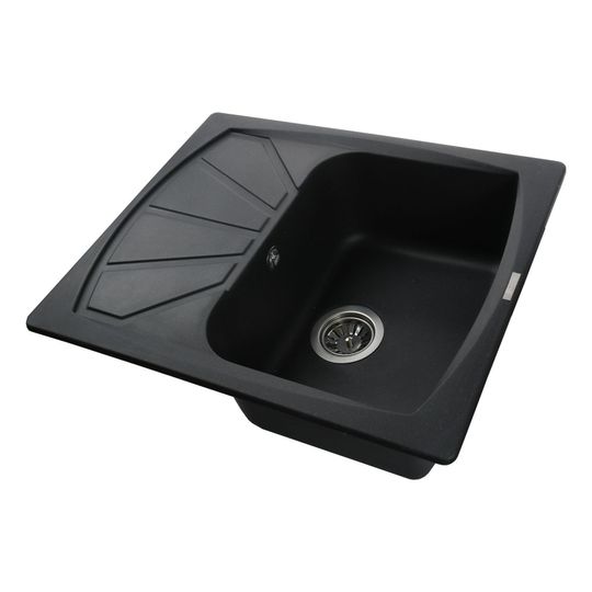 Гранітна мийка Globus Lux TANA чорний металік 610х500мм-А0001
