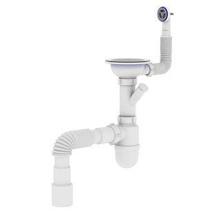 Сифон OPTIMUM 31/2&Prime;*40 для мийки з відведенням для прал маш, з круглим гнучким переливом та гнучкою трубою 40х40/50 OPTI 27243