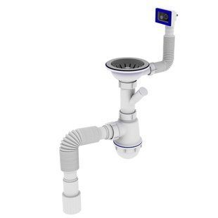 Сифон OPTIMUM 31/2&Prime;*40 для мийки з відведенням для прал маш, з прямокутним гнучким переливом та гнучкою трубою 40х40/50 OPTI 27343