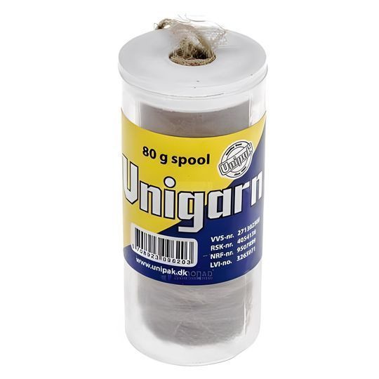 Пакля, льон сантехнічний Unigarn 80g UNIPAK без маркування (катушка в тубусі)