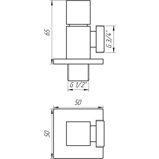 Кран напівобертовий кутовий SOLOMON 1/2&Prime;х3/4&Prime; CUBE 7078