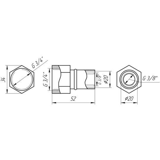 Муфта із внутрішньою різьбою прес APE ITALY AP 102 3/4&Prime;х20