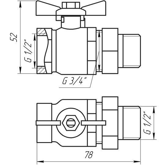Кран кульовий прямий з американкою ARCO 1/2&Prime; SENA 154103
