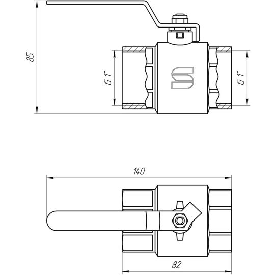 Кран кульовий прямий SELBA 1″ ВВ КР SL1506