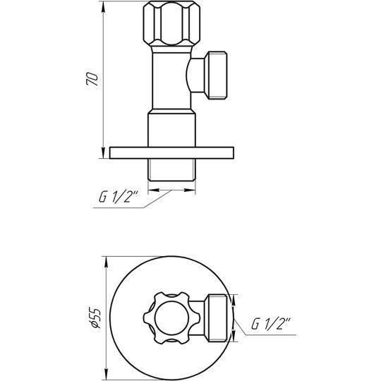 Кран вентильний кутовий SOLOMON 1/2&Prime;х 1/2&Prime; 160403
