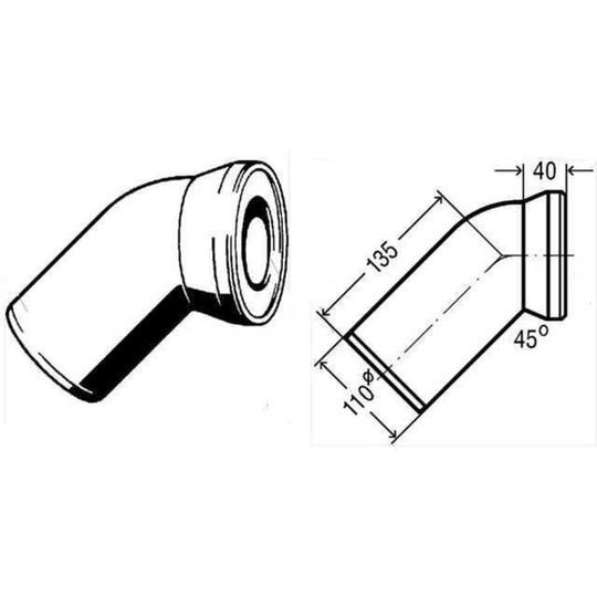 Коліно для унітазу 45° пластик Ø110 VIEGA 101718