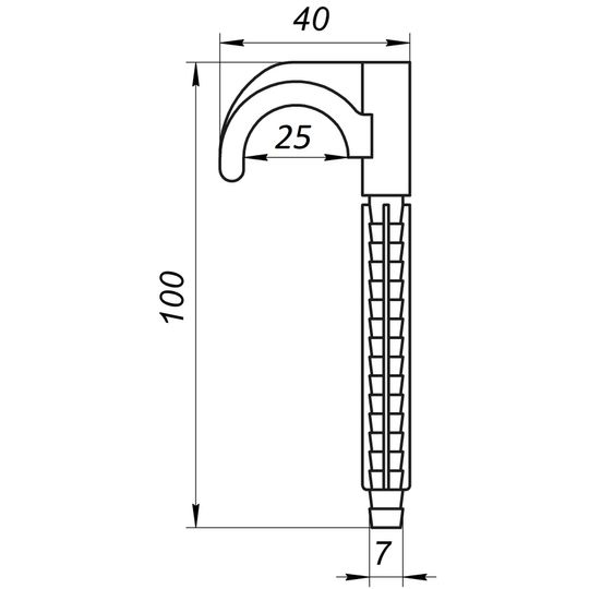 Кріплення-гак забивне одинарне для труби Ø16-25, довжина 100мм, біла (уп.100шт)