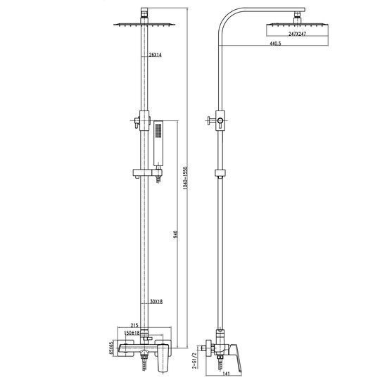 Душова система TOPAZ LEXI TL 21105-H57-BL