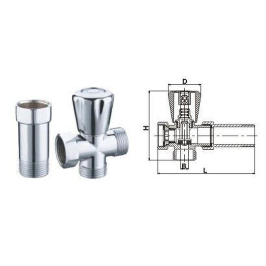 Кран вентильний для пральної машини SELBA 3/4&Prime;x3/4&Prime;x3/4&Prime; з подовжувачем A7250