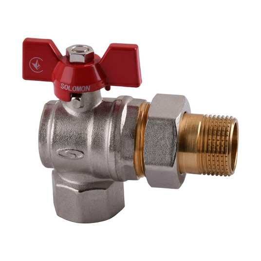 Кран кульовий кутовий з американкою SOLOMON 3/4″ ПОСИЛЕННИЙ B1043