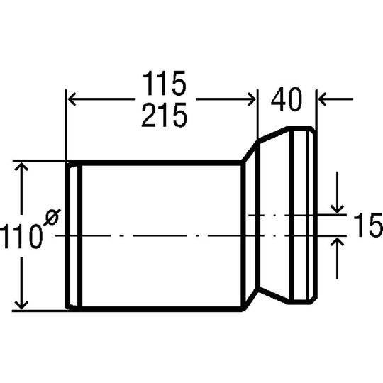 Патрубок для унітазу 155мм ексцентрик пластик Ø110 VIEGA 103231
