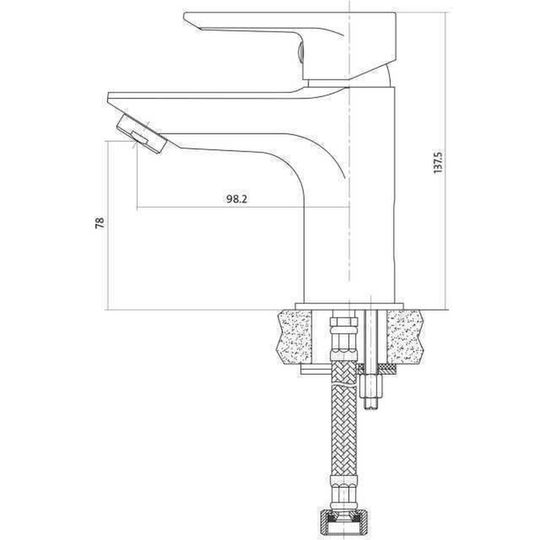 Змішувач для умивальника Cersanit VERO S951-145 з металевим донним клапаном