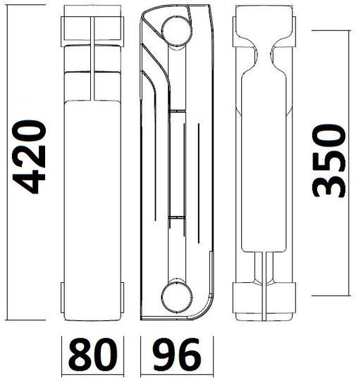 Радіатор біметалевий секційний QUEEN THERM 350/96 (кратно 10)