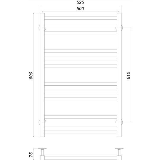Рушникосушарка UNIO MS W 800-500-12 BLK Модена вода чорна